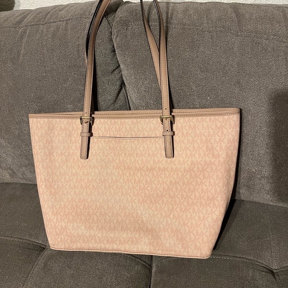 Michael Kors Handbags - Michael Kors Beige and Gold Logo Tote used good condition